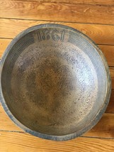 Vintage Reproduction 1861 w Etched Stripes large Wood Dough Bowl Primitive – 4.5 - £66.66 GBP