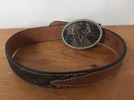 Nocona Belt Company Modern Camo &amp; Brown Leather Metal Deer Skull Belt Ki... - $29.99