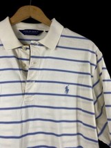 Ralph Lauren Polo Golf Shirt Size Medium Mens White Blue Stripe Pima Cot... - £24.38 GBP