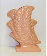 Vintage Pink Ostrich Feather Ceramic Vase 9½&quot; Tall - £14.12 GBP