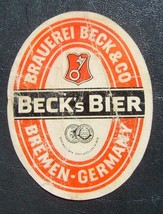 Germany German Bremen Beck&#39;s Bier Brauerei Beck &amp; Co. Vintage Beer Label Ads - £3.93 GBP