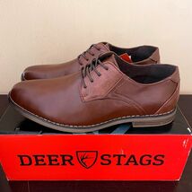 Deer Stags Mens Brown Oxford Dress Shoes Lace Up Textured Accents Solid ... - $26.72