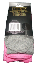 2 New Womens Luxe Cashmere Socks 9-11 Pink &amp; Gray - £15.81 GBP