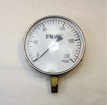 FNW 0-200 PSI Pressure Gauge 4 1/2&quot; Face 1/4&quot; Pipe Thread - £9.62 GBP