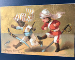 A Happy Christmas Gold Background Victorian Trade Card VTC 8 - £5.46 GBP