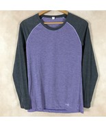 UNDER ARMOUR Women&#39;s Purple/Gray HeatGear Semi Fitted Long Sleeve Top SMALL - £8.54 GBP