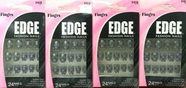 Fing&#39;rs Edge Fashion False Fake Press On Nails Gray # 31618-4 Sets--F50---X23 - £8.47 GBP