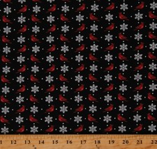 Cotton Christmas Winter Cardinals Snowflakes Fabric Print by the Yard D504.72 - £10.18 GBP