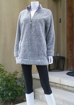 Soft Surroundings Luxe Sherpa Pullover Top, size medium, gray multi - £28.42 GBP
