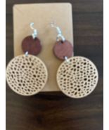 Simple Double Circle Wooden Jewelry Trendy Earrings 2 Color - $7.91
