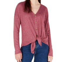 Hippie Rose Juniors Solid Waffle Tie Front Top Size X-Large Color Pink - £31.65 GBP