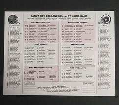 Tampa Bay Buccaneers vs St Louis Football Media Guide Game Flip Card 12/18/2000 - £11.84 GBP