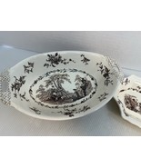 Vintage 2pc Lot Mason’s Watteau Candy Dish Made In England Brown Transfe... - €56,88 EUR