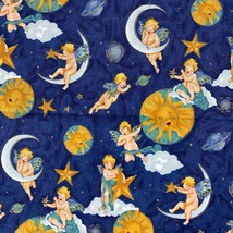 Alexander Henry Cherubim Angels Celestial Fabric Blue Ground Nicole de Leon 1994 - £23.40 GBP