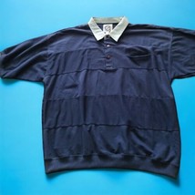 Vintage 80/90s Polo Shirt XXL Navy/Light Blue Collar Golf Tennis~ Greenl... - $17.77