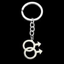DOUBLE MALE SYMBOL KEYCHAIN Stainless Steel Metal Key Chain LGBT Gay Pri... - €5,17 EUR