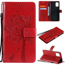 For LG K52 Tree &amp; Cat Pattern Pressed Printing Horizontal Flip PU Leather Case w - £3.94 GBP