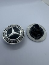 FRONT HOOD MERCEDES BENZ SILVER BLACK EMBLEM FLAT LAUREL WREATH BADGE 57... - $311.38 MXN