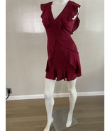 BCBG Maxazria Tyrah dress Deep Red Satin Ruffle NWT Size 0 - £61.79 GBP