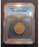 1883 5¢ Liberty V Nickel AU50 ICG Certified Type 1 No &quot;Cents&quot; Details - £25.43 GBP