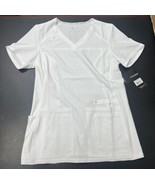 Cherokee Scrubs V-Neck Knit Panel Top CK605 WHT White S - $31.19 CAD