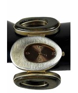 BOHO CHIC &amp; Vintage 70&#39;s Mod Gold &amp; Wood Bracelet Watch Japan Movement - £16.22 GBP