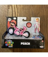 Super Mario Bros Movie Princess Peach Figure &amp; Pull Back Racer Kart - Ne... - £19.02 GBP