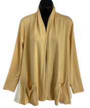 LOGO Lounge Women&#39;s Size S Yellow Open Sheer Knit Long Sleeve Cardigan S... - $4.75