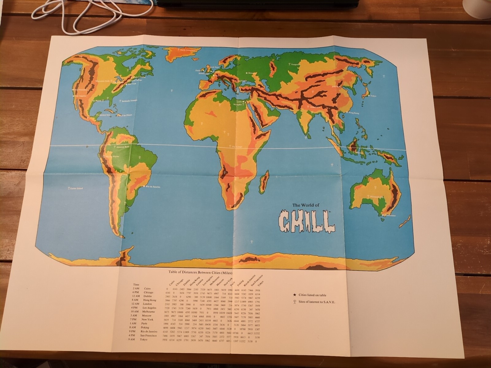 1984 Chill Adventures Into The Unknown RPG Double Sided Map 27&quot; X 21 1/2&quot; - $29.69