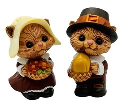 Hallmark Thanksgiving Pilgrim Squirrel Chipmunk Salt Pepper Shakers 1990... - $12.19