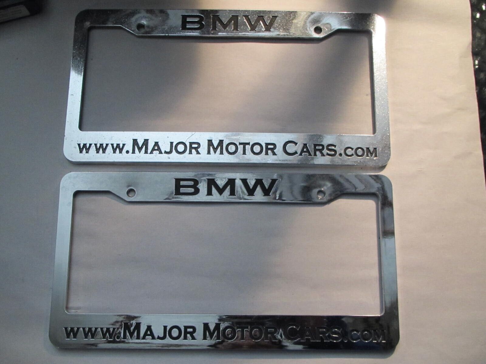 Pair of 2X  BMW Major Motor Cars License Plate Frame Dealership Plastic - $26.84