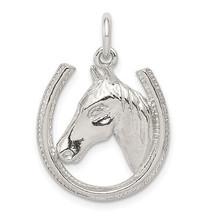 Silver Horseshoe with Horse Head Pendant QC824 - $583.92 MXN