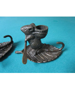 METAL CAST MICE CANDLE HOLDER SAILING ON LEAF 4 X 6&quot;  - £58.66 GBP