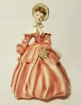 Florence  Ceramics  Figurine Abigail Ladies Rose Pink Dress White Gold 8 1/2&quot;T - £66.52 GBP