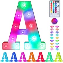 Colorful Light Up Letters Led Marquee Letter Lights With Remote 18 Colors Letter - £23.97 GBP