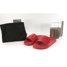 Givenchy Red Patent Debossed Logo Leather Rubber Pool Slides 38 NIB - £269.49 GBP