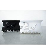 Black or white acrylic hair claw clip with flowers and crystals - £8.78 GBP