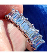 Earth mined Diamond Emerald cut Deco Wedding Band HAND MADE Solid Platin... - €10.261,28 EUR