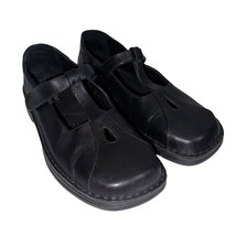 Josef Seibel Womens 41 Black Leather Mary Jane Slip On Comfort Shoe Strap Flat - $29.99