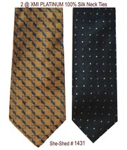 Lot of 2 Silk Ties - XMI PLATINUM Men&#39;s Ties - 100% Silk Neckties - £11.91 GBP