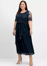 SHEEGO Embroidered Evening Dress in Midnight Blue UK 22 PLUS Size (FM39-5) - £87.15 GBP