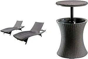 Christopher Knight Home Salem Outdoor Wicker Chaise Lounge Chairs, Brown... - £740.43 GBP