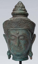 Bouddha Tête - Ancien Thai Style Lopburi Montage Bronze 25cm/10 &quot; - £390.53 GBP