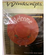Welcome sign large red hat flag 29 1/2” x 27 3/4” yard decor - $31.99