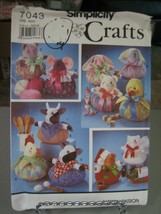 Simplicity 7043 Puffy Animals Bear Cat Bunny Mouse Cow Chicken Rooster P... - $8.55