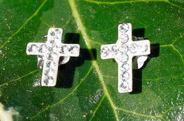 14K White Gold &amp; Cubic Zirconia Tiny Cross Stud Earrings from Fred Meyer Jeweler - £39.84 GBP