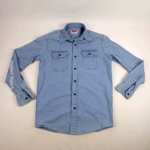 Wrangler Flex For Comfort Small Light Blue Denim Button Front Long Sleeve - $18.80