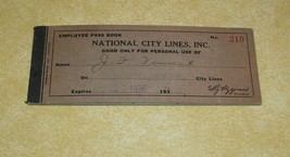 1936 Employee Pass Book National City Lines Tulsa Oklahoma Paper Ticket Ephemera - £98.59 GBP