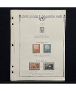 United Nations Stamp Book Page Lot Of 4 Stamps Unposted Vintage 1957 - $17.99