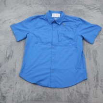 Reel Legends Shirt Mens XL Blue Cutaway Button Up Short Sleeve Collared Top - £23.52 GBP